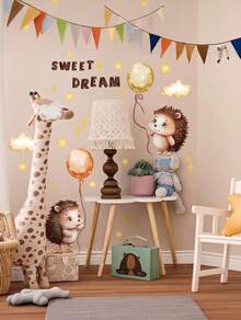 Brodark Sweet Dream Cartoon Cute Balloon Hedgehog Wall Sticker, Removable Waterproof Home Decor For Living Room, Study
