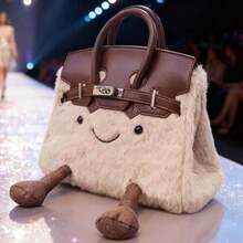 New  Face Bag, Cute And Uniquely Stylish Design, Elf Shape, Detachable Shoulder Strap And Buckle Closure, Lightweight Mini Handbag, Shoulder Strap Crossbody Women's Handbag. - 米色 - 查看 2