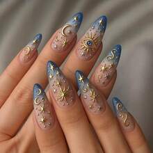 New Bohemian Tetragonal Nail Patch Almond Nail Patch - Y5-24片/盒[果凍膠+搓條] - 查看 5