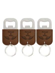 Customized Leather Keychain, Leather Bottle Opener Keyring 2-In-1, Engraved Name Car Key Chain Bag Charm, Wedding Party Favors, Birthday Gift - Coffee Brown - View 18