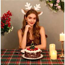 A Pair Of Cute And Elegant Deer Antler And Reindeer Ear Chrismas Headbands, Snowflake Reindeer Headbands Gift, And-Giving - 白色 - 查看 3