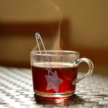 不锈钢茶漏套装，创意月亮星形茶漏，小孔设计，适用于杯子和茶壶冲泡散装茶叶 - 銀色 - 查看 7