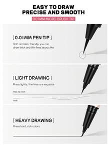 Chì kẻ mày Pudaier Water Eyebrow Pencil, đầu siêu mảnh màu đen - Chống thấm nước, chống mồ hôi, chống lem, phù hợp với mọi người, bút kẻ mày và kẻ viền mắt chính xác, thân thiện với người mới bắt đầu. - #01 - Xem 5