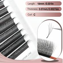 CoMango 12对C/D卷度4D窄W型手工高级假睫毛，柔软轻盈，自然逼真，睫毛嫁接用品，化妆网状交叉假睫毛 - 黑色 - 查看 15