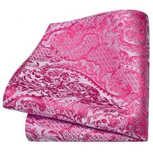 GUSLESON 8cm Paisley Tie Set For Men Necktie Lapel Pin Pocket Square Cufflinks Set For Men,HotPink - HotPink - View 4