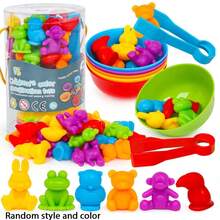 Color Sorting & Stacking Counting Toy Set With Bowl, Preschool Learning Activity, Montessori Sensory STEM Toys, Daycare Supplies, Gift For Toddlers Boys Girls, Random Color & Accessories - Multicolor - View 7