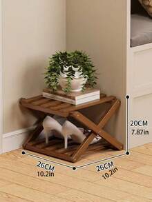 竹制简易安装免折叠鞋架门边收纳架可扩展鞋架多层鞋架整理架紧凑窄型可扩展鞋柜，门入口家用多层鞋架 - 棕色 - 查看 1