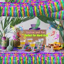 Carnival Party Decorations Colorful Streamers/Decorative Tinsel Curtain, Shiny Rainbow Table Skirt, Themed Decor Tassel, Shiny Rainbow Metallic Foil Tassel Table Skirt - Ideal For Birthday, Wedding, Easy To Peel And Stick - Rain Curtains In Multiple Colors - View 4