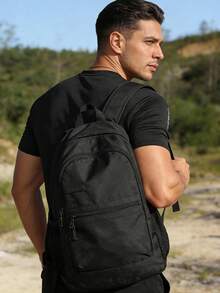 Men's Breathable Quick-Dry Short Sleeve T-Shirt, Suitable For Outdoor Hiking, Fitness Activities, Fashionable & Versatile - Black - View 5