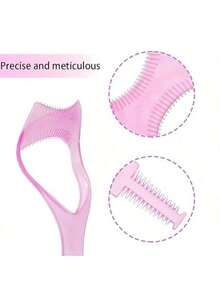 2pcs Eyelash Tool Set, Includes Eyelash Mascara Brush And Stainless Steel Eyelash Comb, Create Natural Lashes, Prevent Mascara Clogging, Makeup Tools. Practical Eyelash Comb Auxiliary Guidance Card Tool - Pink - View 3