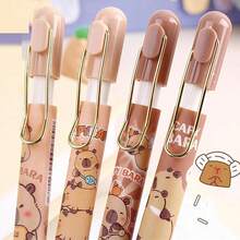 4 Pcs Cute Gel Pens Capybara Retractable Pens Cartoon Pen 0.5mm Black Ink Writing Pen Women Men Office Supplies Back To School Supplies 4Pcs Capybara - 4隻水豚 - 查看 3