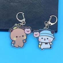 Bộ 2 móc khóa hình gấu Bubu Dudu dễ thương, móc khóa hình gấu và gấu trúc hoạt hình Kawaii bằng acrylic, phù hợp với ba lô nữ, chìa khóa xe hơi, quà tặng lý tưởng cho ngày Valentine. - Nhiều màu - Xem 7