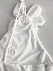 Women's Floral Decor Valentine's Day Party Evening Dress, Sexy Bud Strap Dress - White - View 5