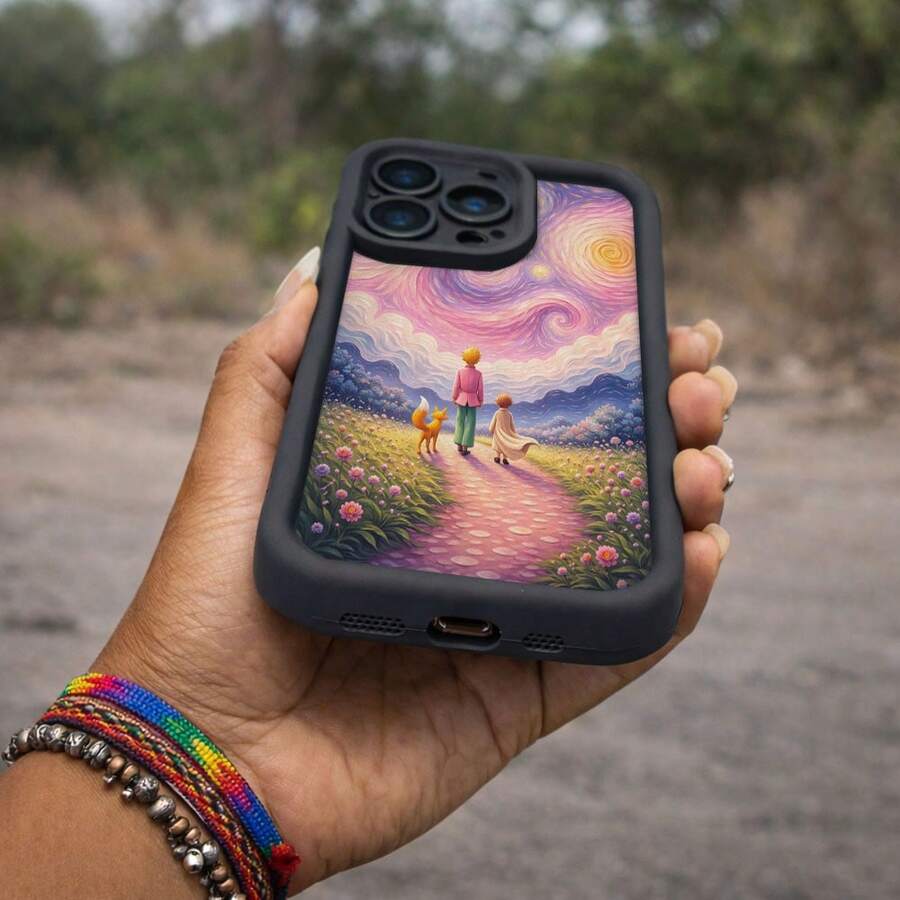 Funda para iPhone regalo artístico y emotivo, diseño onírico con cielo colorido y sensación de calma, carcasa creativa para quienes aman la fantasía y la tranquilidad, ideal como regalo especial para pareja o amigos sensibles | iPhone11 12 13 14 15 16 17 Plus Pro/Pro Max - Negro - Ver 1