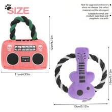 Plush Talking Dog Doll With Radio-Shaped Design, Cute Plush Doll Dog Chew Doll For Teeth Cleaning, Plush Talking Pet Doll Plush Guitar Doll With Built-In Sound Device, Press To Make Sound To Attract Dogs, Durable Rope For Easy Grip, Interactive Doll For Humans And Dogs Suitable For Medium And Small Dogs, Entertainment Doll To Relieve Boredom And Aid Chewing, Essential Pet Party Doll, Dog Doll, Dog Supplies, Dog's Favorite Doll, Dog Birthday Gift Self-Entertainment Doll For Puppies - Multicolor - View 2