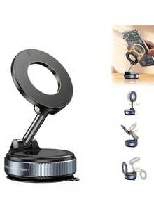 Strong Magnetic Car Phone Holder Foldable Design 360 ° Adjustable Vacuum Mount For Car/Desk/Bathroom/Universal Use Compatible With IPhone, Android Phone, Gift For Birthday, Family, Friends Gifts Birthday Driving Car Accessories Strong Load-Bearing