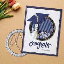 Creative Bachelor's Cap Metal Cutting Dies, DIY Scrapbooking Album And Embossing Stencil, Greeting Card Making Tool, Card Paper Cutting Crafts ,Gift Card Making Template Die Cuts.