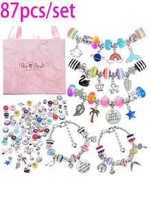 4 Sets Of 112pcs/94pcs/87pcs/67pcs DIY Bracelet Beads Kits, Includes Unicorn & Mermaid Crafts, Contains Multiple Decorations, Bracelets & Necklace Strings, Suitable For Birthday, Ramadan, New Year & Valentine's Day Gifts