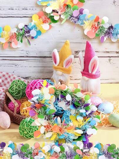 1 قطعة إكليل عيد الفصح بطول 200 سم، مناسب للاستخدام الداخلي والخارجي، يمكن استخدامه على الأبواب والمداخن والنوافذ؛ لوازم حفلة عيد الفصح، ديكور النوافذ | درجات لونية ناعمة | إكليل خفيف الوزن