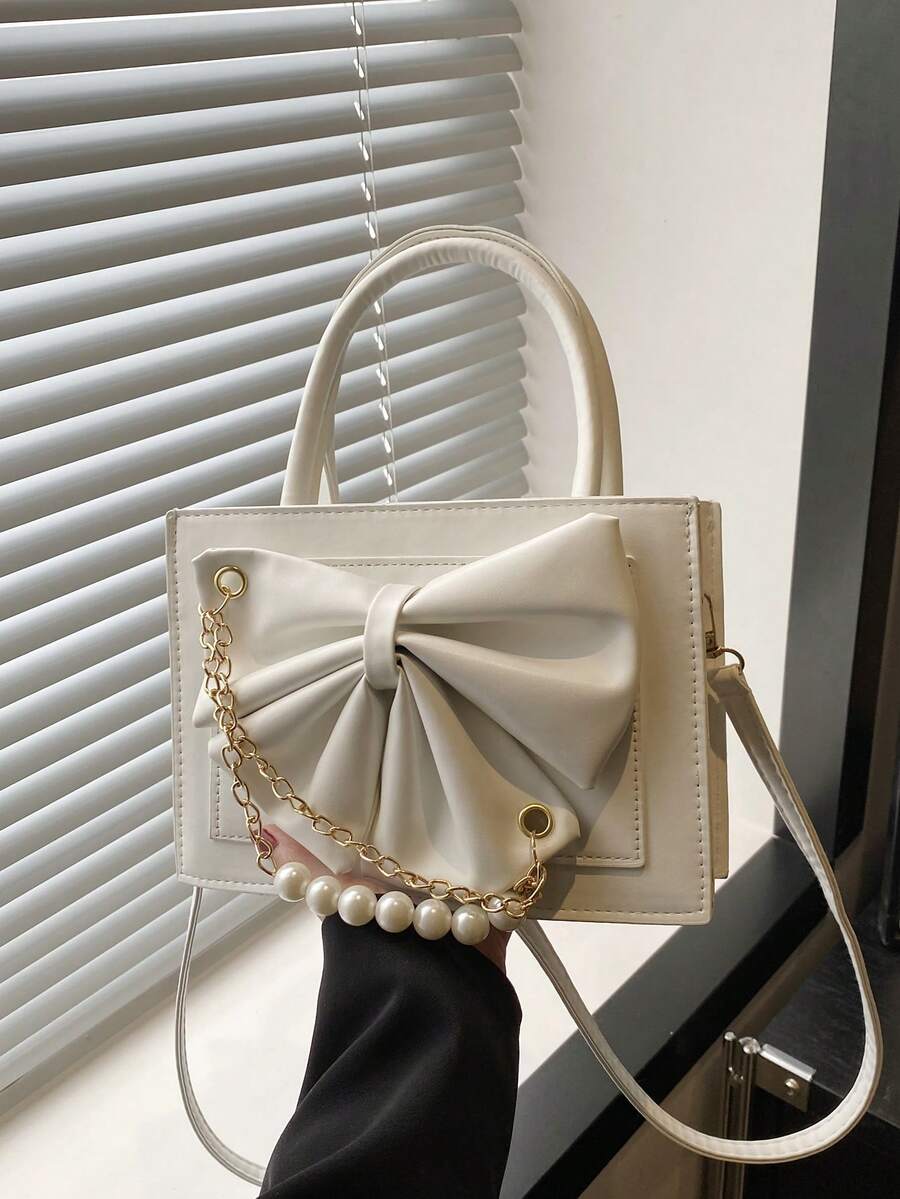 حقيبة يد أنيقة للنساء بلون أحادي للتنقل، حقيبة كتف متعددة الاستخدامات، حقيبة كروس عالية الجودة مناسبة للمواعيد والهدايا والعمل وعيد الحب - أبيض - مشاهدة 1