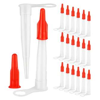 10 piezas de repuesto de tapas de boquilla de silicona de material PP, tapas de rosca rojas reutilizables y sellables para tubos de pegamento, tubos de calafateo de silicona