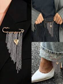 1 chiếc ghim cài áo hình trái tim tua rua hình học kiểu đồng xu cổ điển độc đáo, sang trọng, phụ kiện tinh tế dành cho phụ nữ, phù hợp cho công việc, sự kiện trang trọng, tiệc tùng, ngày lễ. - Nhiều màu - Xem 1