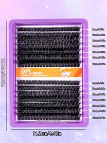 280/300 piezas Racimo de pestañas esponjosas, Racimo de pestañas individuales 60D/80D/100D, Extensión de pestañas gruesas, Racimo de pestañas rizadas en forma de D, Racimo de pestañas delgadas de 9-18mm, Pestañas postizas - Negro - Ver 7