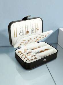 1pc Travel Jewelry Box, Portable Jewelry Organizer, Makeup Brush Storage Box, Large Capacity Desktop Organizer, Multi-Functional Storage Box For Rings, Necklaces, Earrings, Travel, Business Trip, Beach, Gift For Girlfriend , Makeup Room Decor - Multicolor - View 15