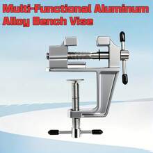 Multifunktionale Aluminium-Legierung Schraubstock, kompakter Werkbankschraubstock, einstellbare Tischklemme, Schmuck- und Elektronik-Arbeitsstation Halterung, Handwerkzeug, tragbare Werkstückklammer, Metallfixator - Silber - Übersicht 6