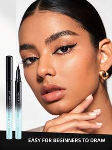 NOVO 防水防晕染眼线笔，防汗，持久显色，超细笔尖，顺滑易涂，适用于下睫毛、眼下区域，适合新手，日常妆容，新年妆容，秋冬妆容，送朋友的礼物 - 01#黑色 - 查看 2