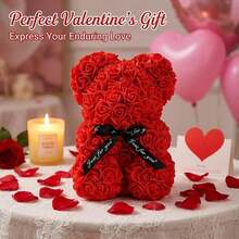 1pc Rose Bear Artificial Foam Flower Bear Made Of Roses, Suitable For Valentine's Day, Mother's Day, Anniversary, Wedding Gift, 6.69 * 9.05in, Mother's Day Gift, Birthday Gift - Multicolor - View 5