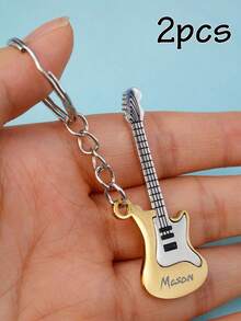 Llavero de guitarra personalizado con nombre grabado, llavero personalizado para amantes de la música, diseño de letra personalizado como recuerdo - Estilo A - Ver 11