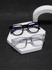 2 PCS Men's Casual Square Glasses Frame Polycarbonate Frame Lightweight For Computer Gaming Home Office With Glasses Box - Multicolor - View 12