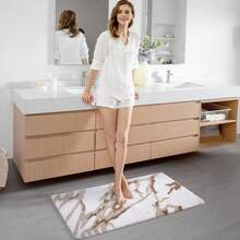 DEXI Tapis Salle de Bain Antidérapant 60 x 110, Absorbant, Design Moderne, Lavable en, pour Baignoire, Douche, Chambres, Gris TOVK - blanc - Voir 8