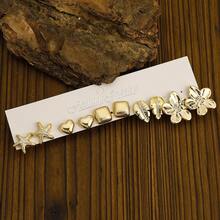 Set de 5 a 20 pares de pendientes chapados en oro con formas geométricas de múltiples elementos, adecuados para el uso diario de todas las niñas - #6 Dorado - Ver 5
