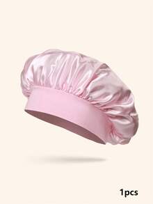 1pc Silk Sleep Cap, Satin Hair Cap, Women Wide Brim High Elasticity Cap, Silk Sleep Cap, High-End Satin Hair Care Cap, Curly Hair Silk Headband (Black And Gold)