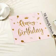 10 Peças Guardanapos de Festa de Aniversário Rosa com Folha de Ouro - Descartáveis de 2 Camadas, Impressos com "Feliz Aniversário", Balões e Padrões de Estrelas, Adequados para Comemorações de Aniversário, Suprimentos para Festa | Design Cursivo Elegante | Guardanapos Rosa Vibrantes, Ideais para Halloween, Natal, Dia dos Namorados e Outras Decorações de Eventos Festivos - Multicolorido - Visão 5