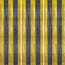 1件/2件装黑色金箔流苏帘，金属丝帘，拍照背景，新年生日圣诞节毕业退休派对装饰，圣诞节 - 黑金 - 查看 1