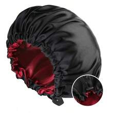 CONFLASS 2pcs/1pc Women's Solid Color Double-Layer Satin Adjustable Loose Bonnet, With Elastic Button, Elastic Colorful Adjustment Buckle Sleep Cap, Suitable For Daily Wear, Suitable For Matching Headscarf, Women's Headscarf - Hot Pink - View 7