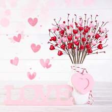 4 Bunches - Valentine's Day Red & Pink Artificial Berry Flower Branches, Strong Ambiance Home Dining Table Decor, Creative Gift Floral Ornament - Artificial Flowers, Valentine's Day Decoration