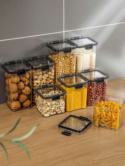 1pc/Set Airtight Food Storage Container, Large Capacity With Lid, Suitable For Dry Goods Storage, Can Be Used For Kitchen Food Storage Room To Store Grains, Rice, Pasta, Tea, Nuts And Coffee, Etc. Kitchenware, Meal Prep, Kitchen Accessories, Refrigerator Organization.