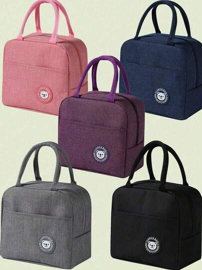 1pc Bear Pattern Insulated Lunch Bag, Thermal Bento Box Bag, Thick Aluminum Foil Lunch Tote, Picnic Cooler Bag, Suitable For Work And Outdoor Portable Lunch Box Bag, Lunch Bag, Work And School Storage Bag, Teacher Storage Bag, Classroom Bag, Classroom Storage Bag. Suitable Gift For Women And Men.