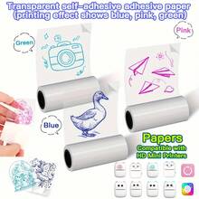 Colorful Transparent Self-Adhesive Stickers, Rolls Of Clear Labels, Suitable For Mini Portable Printer, Printing Paper 57mm - Multicolor - View 2