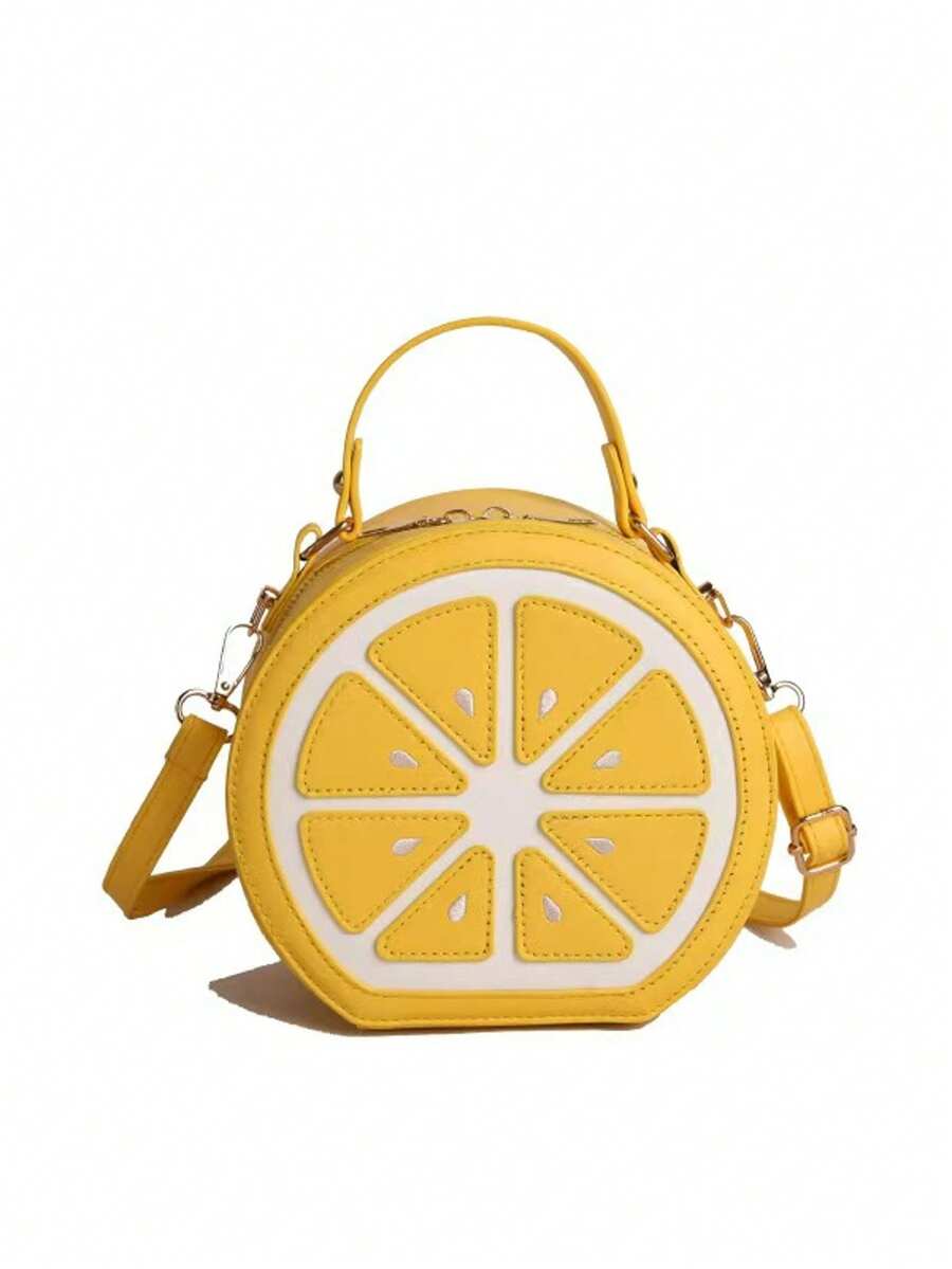 Fashionable Versatile Fruit Bag, Cute Lemon Crossbody Bag For Women, Vacation & Street Style Y2K Sequin Shoulder Bag - Yellow - View 1