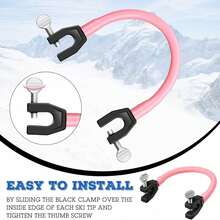 一套滑雪板尖端连接器，适合初学者和青少年滑雪训练，附赠收纳袋，速度控制楔形训练器，滑雪板装备，耐用橡胶，高指数塑料，滑雪板固定器，防摔设计，教堂式基本转弯速度控制，冬季滑雪配件，适合初学者户外滑雪训练的滑雪辅助工具 - 彩色 - 查看 2