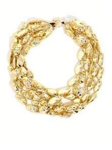 European & American Ins Style Multi-Layer Asymmetrical Beaded Necklace, Fashionable Personalized Thick Chain Layered Necklace For Women