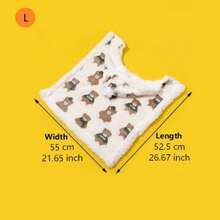 1pc Cartoon Print Hooded Fleece Thick Autumn/Winter Pet Warm Cloak Coat, Pet Robe, Christmas Pet Cloak, Teddy Dual-Use Sleeping Blanket, Suitable For Pet Cats And Dogs