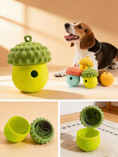 松果造型狗狗咀嚼玩具，硅胶材质，多功能慢食喂食器，互动式零食分配器，宠物训练益智玩具，抗撕咬，缓解中小型犬无聊情绪