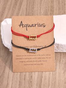 2pcs/Set New Zodiac Constellation Adjustable Bracelets, Birthday & Valentine's Day Gift For Friends And Family