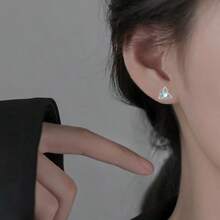 1 Pair S925 Sterling Silver Elegant Vintage Bohemian Crescent Moon Celtic Knot Moonstone Stud Earrings, Casual Fashionable Daily Wear Earrings, Birthday Gift, Sexy Earrings, Perfect For Gifting